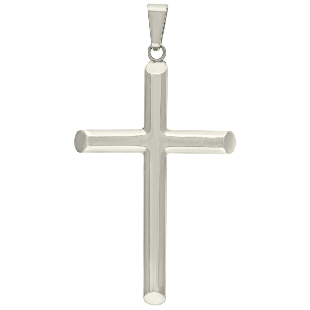 925 Sterling Silver Unisex Hollow Tube Cross Religious Charm Pendant